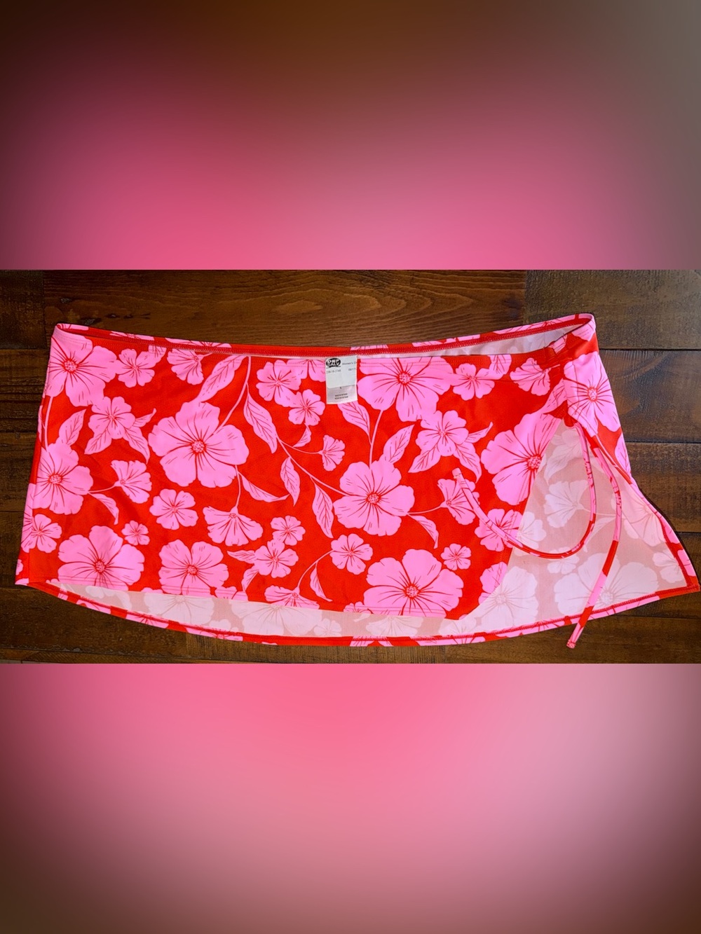 Target Pink and Red Floral Swim Coverup Sarong